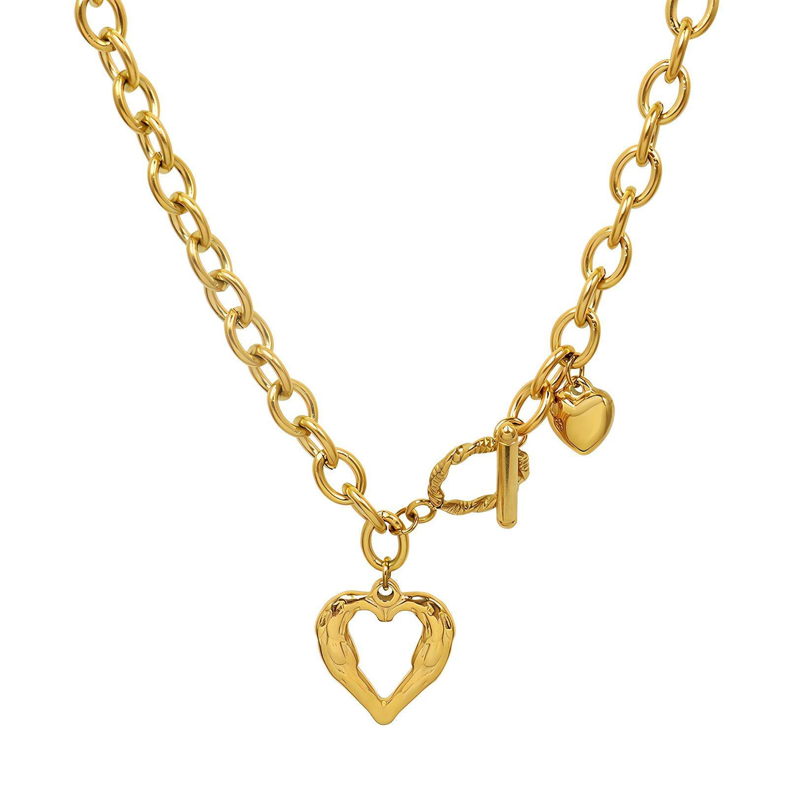 18K gold plated Stainless steel  Hearts necklace