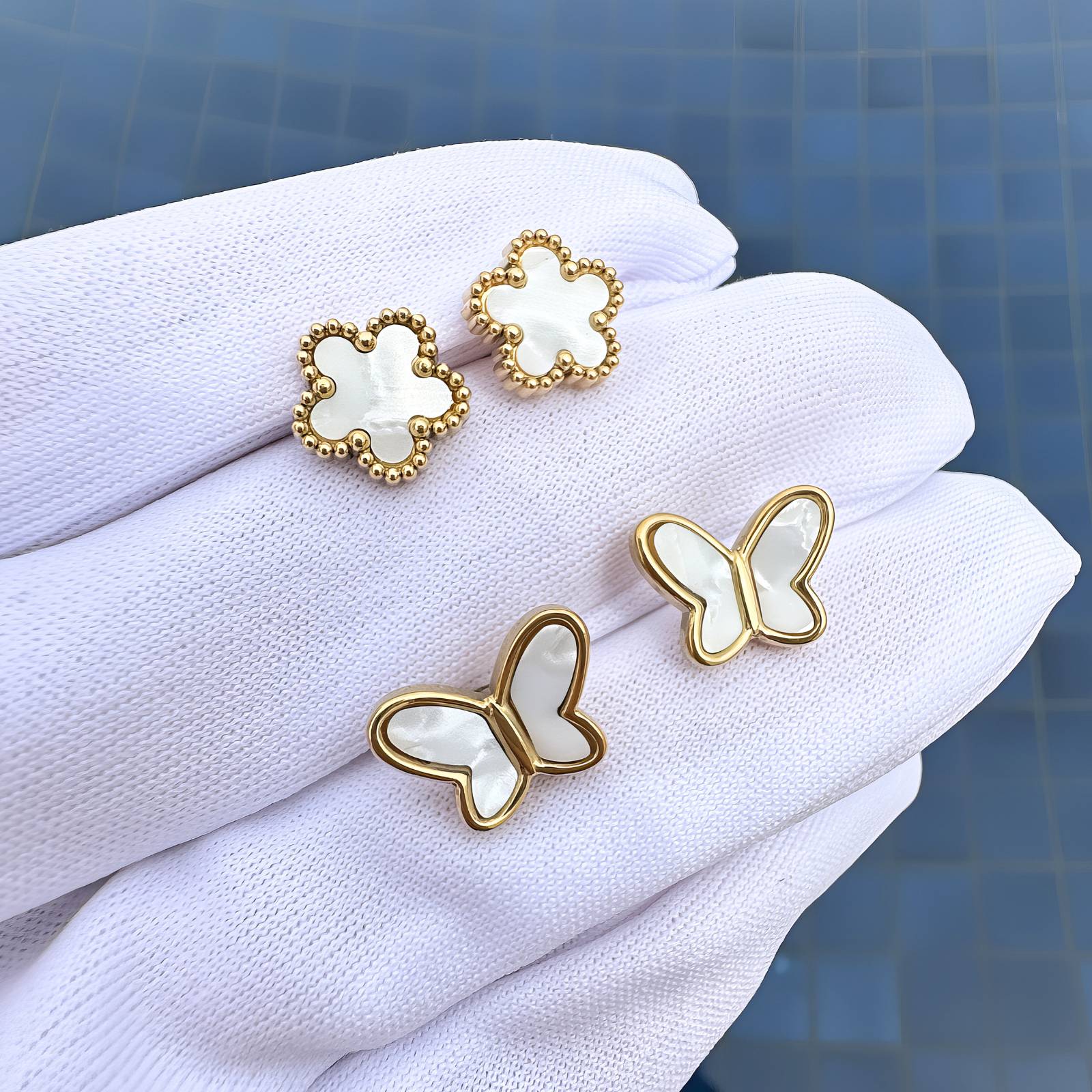 18K gold plated Stainless steel  Butterflies earrings