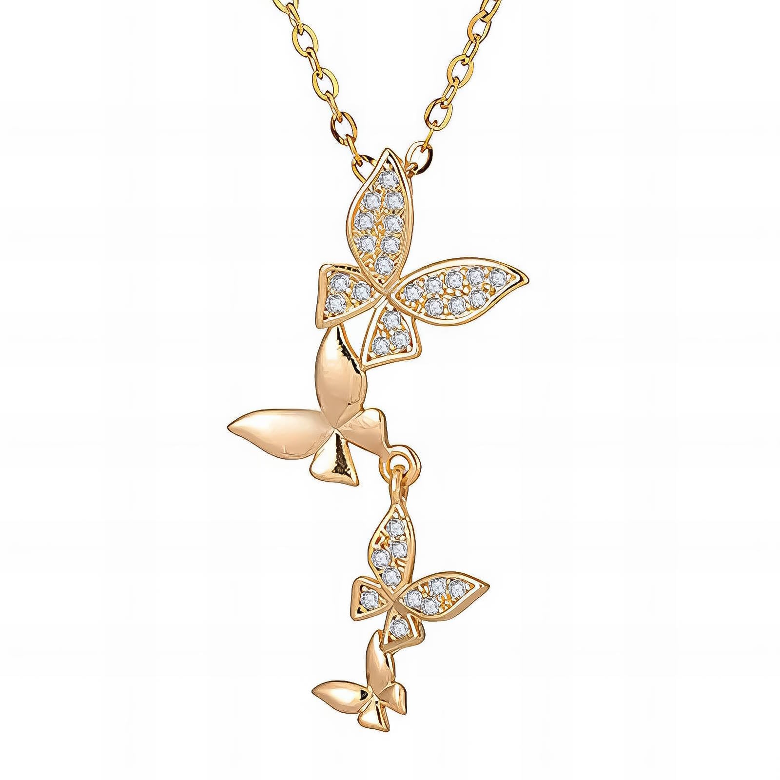 18K gold plated Stainless steel  Butterflies necklace