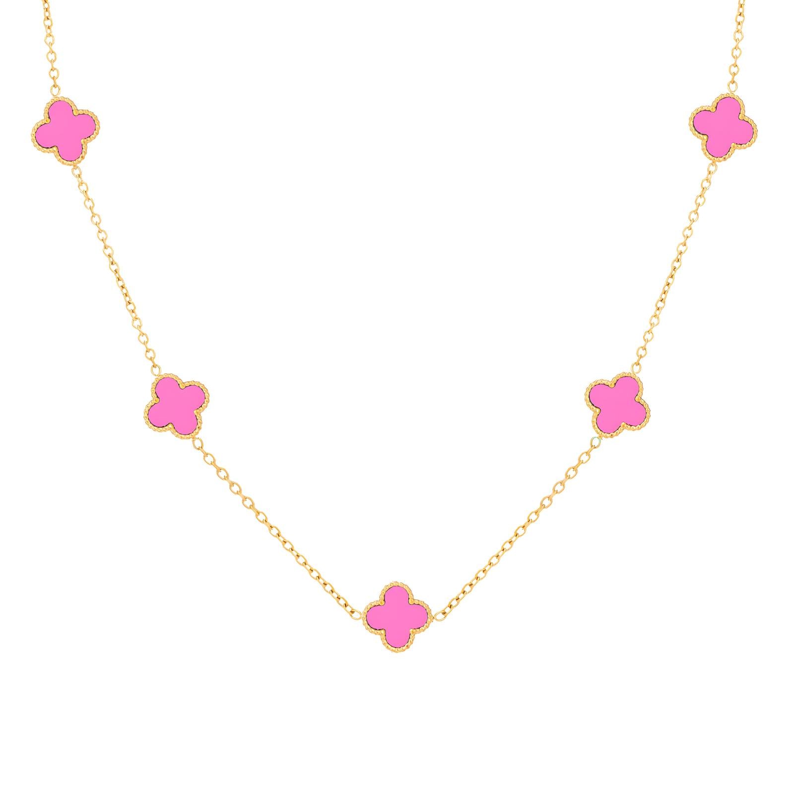 Pink Clover Necklace