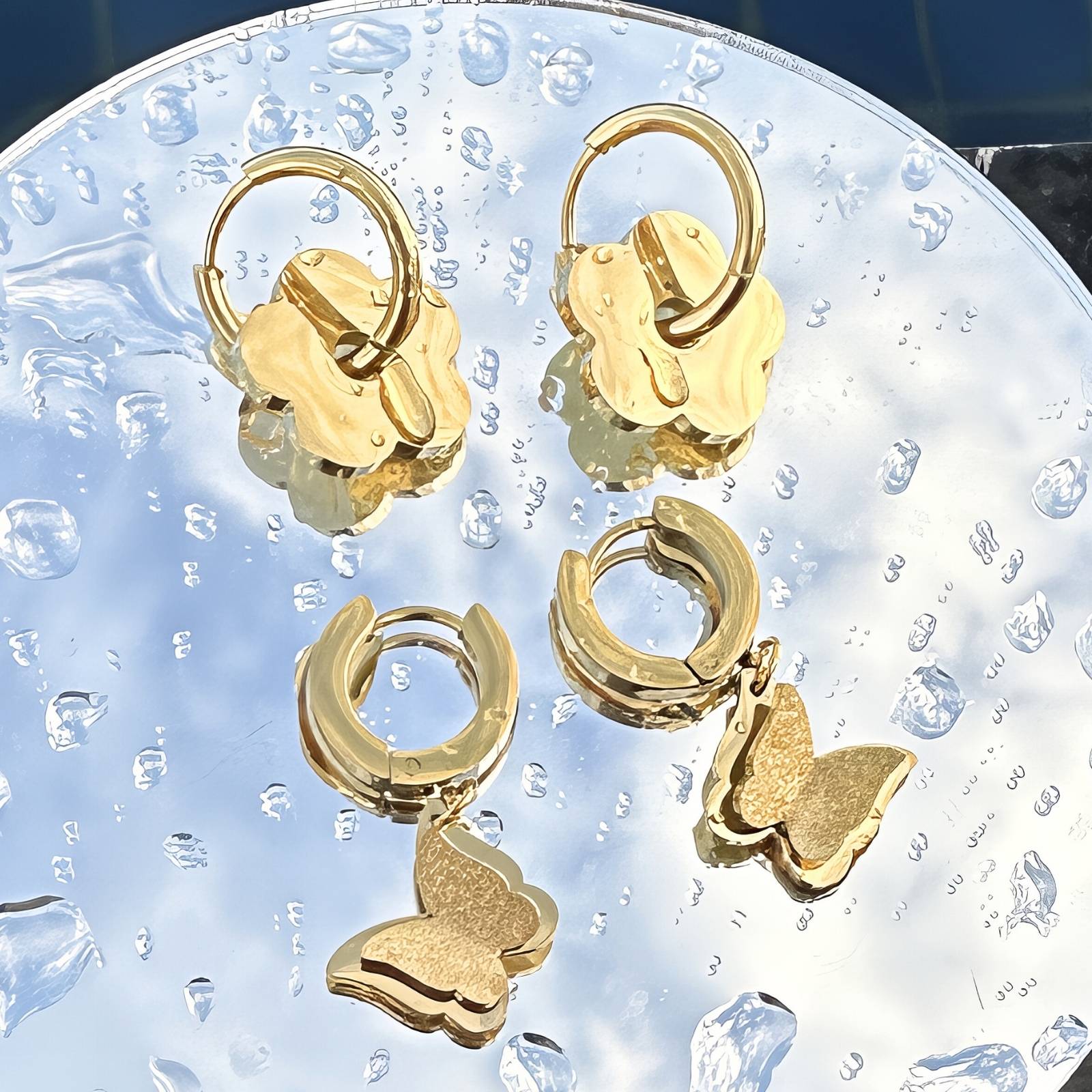 18K gold plated Stainless steel  Butterflies earrings