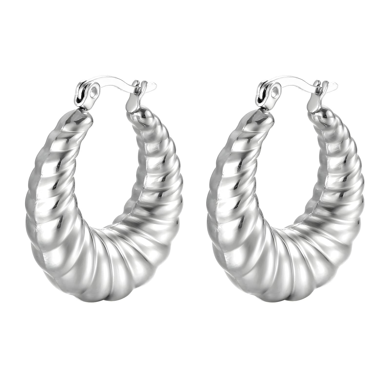 Silver Shell Hoop Earrings