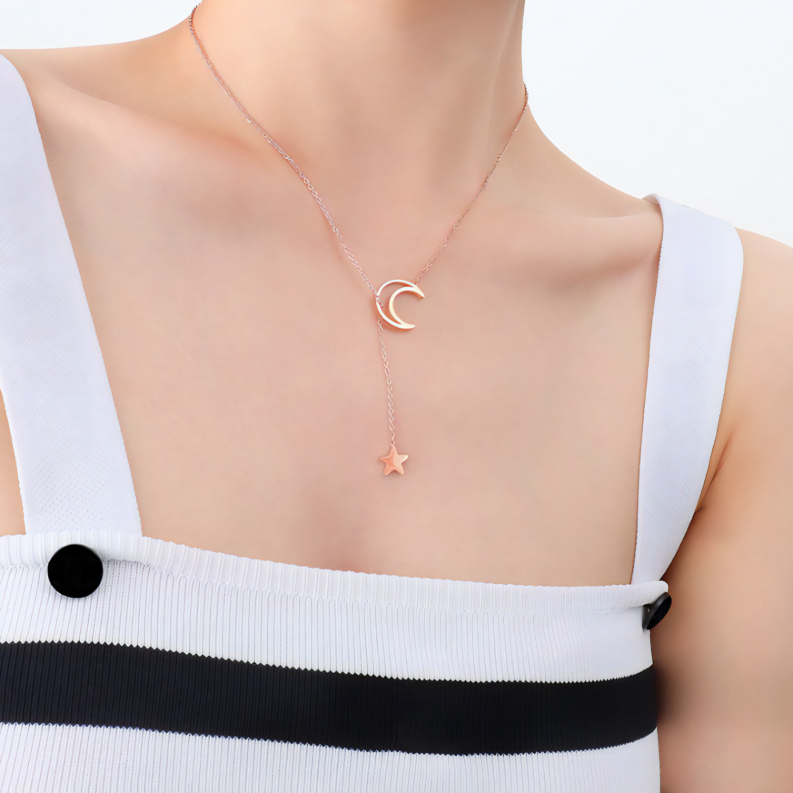 18K gold plated Stainless steel  Moon and star necklace